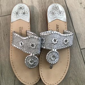 Jack Rogers Silver Glitter Sandals